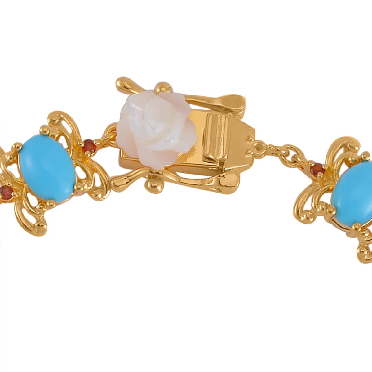 Sleeping Beauty Turquoise and Multi Gemstone Bracelet in Vermeil Yellow Gold Over Sterling Silver (7.50 In) 5.65 ctw image number 2