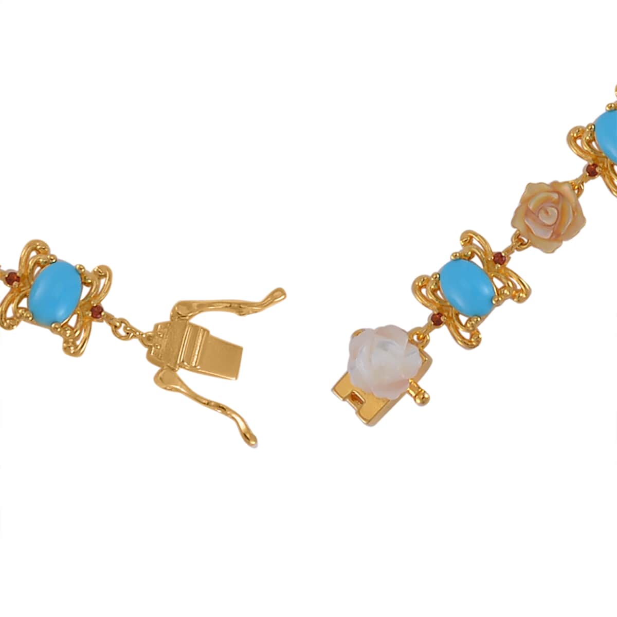Sleeping Beauty Turquoise and Multi Gemstone Bracelet in Vermeil Yellow Gold Over Sterling Silver (7.50 In) 5.65 ctw image number 3