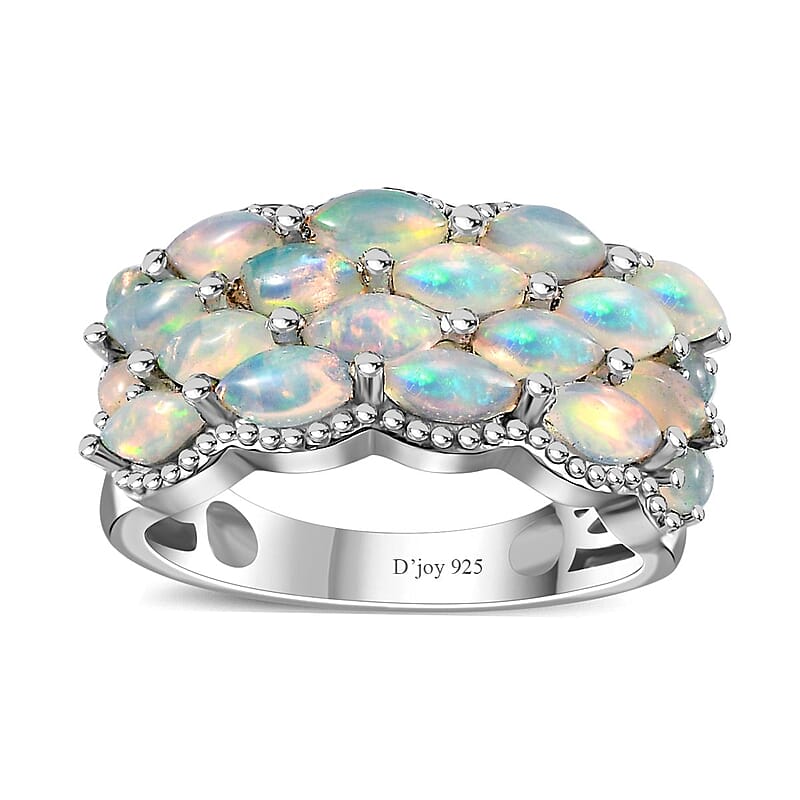 Premium Ethiopian Welo Opal Cluster Ring in Platinum Over Sterling Silver (Size 10.0) 1.90 ctw