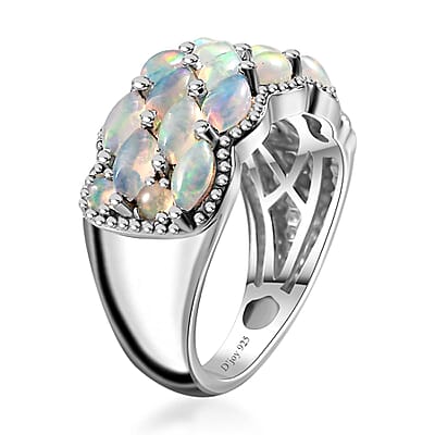 Premium Ethiopian Welo Opal Cluster Ring in Platinum Over Sterling Silver (Size 10.0) 1.90 ctw