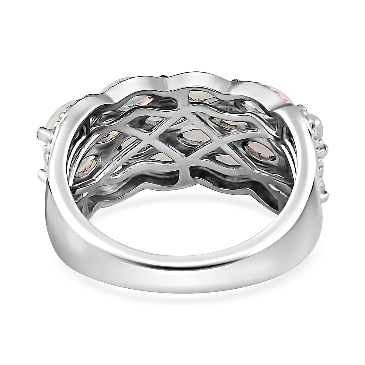 Premium Ethiopian Welo Opal Cluster Ring in Platinum Over Sterling Silver (Size 10.0) 1.90 ctw