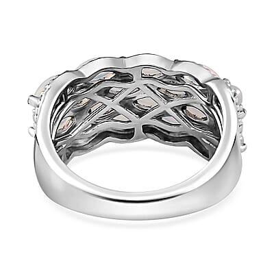 Premium Ethiopian Welo Opal Cluster Ring in Platinum Over Sterling Silver (Size 10.0) 1.90 ctw