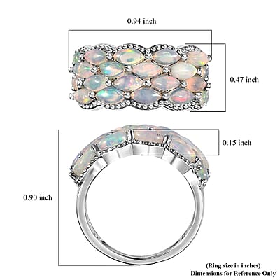Premium Ethiopian Welo Opal Cluster Ring in Platinum Over Sterling Silver (Size 10.0) 1.90 ctw