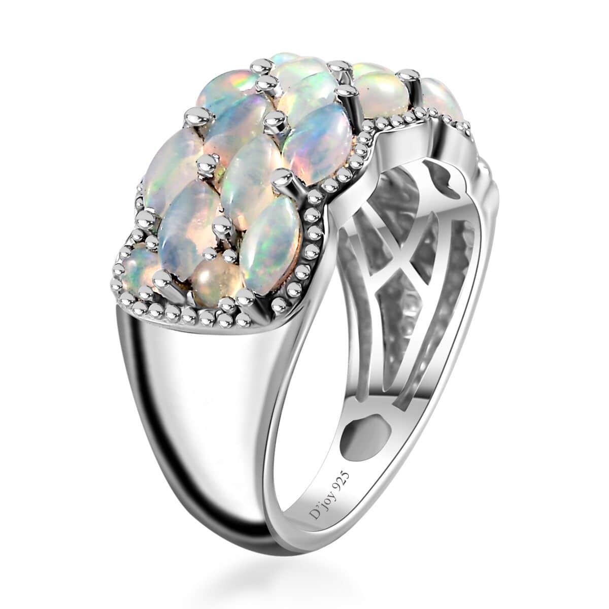 Premium Ethiopian Welo Opal Cluster Ring in Platinum Over Sterling Silver (Size 11.0) 1.90 ctw image number 4