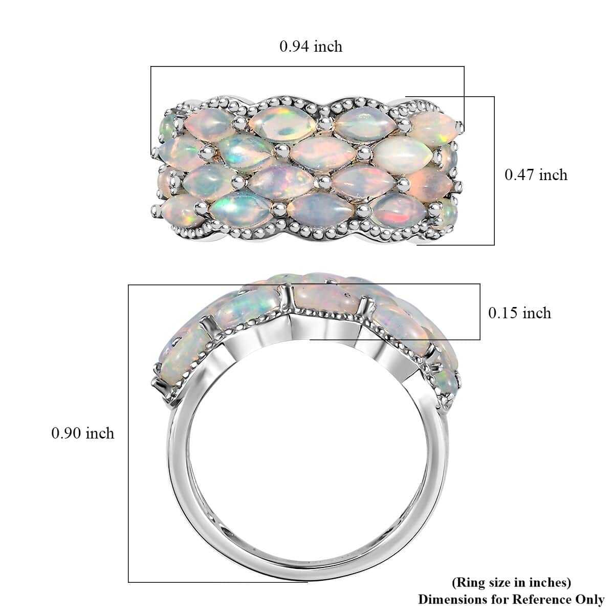 Premium Ethiopian Welo Opal Cluster Ring in Platinum Over Sterling Silver (Size 11.0) 1.90 ctw image number 6