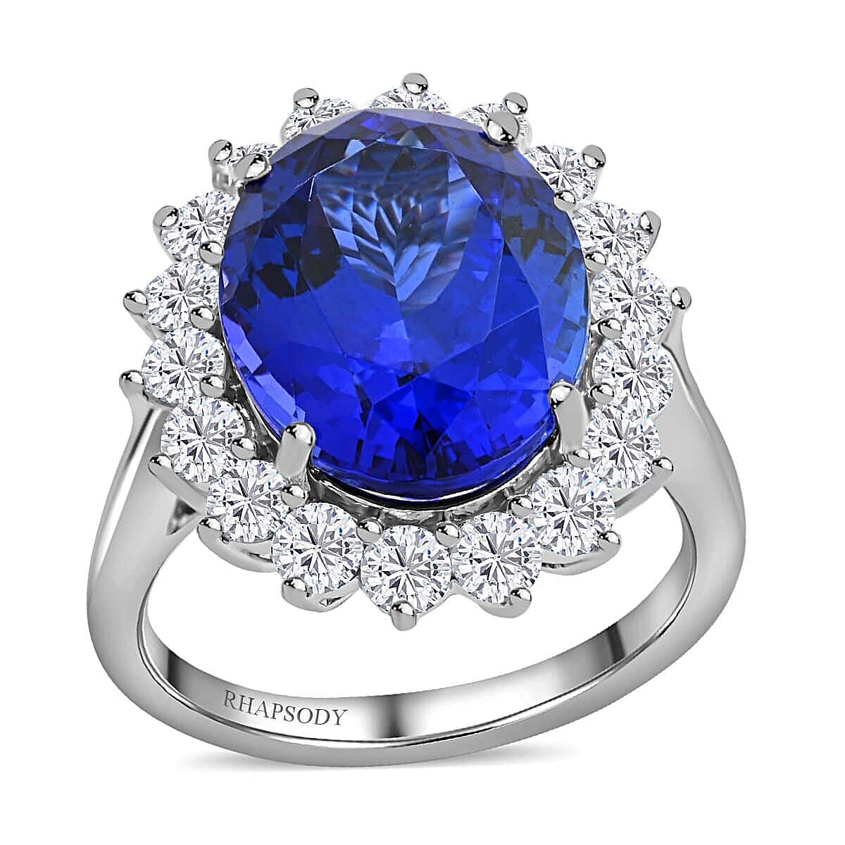 Certified & Appraised Rhapsody 950 Platinum AAAA Tanzanite and E-F VS Diamond Ring (Size 11.0) 9.26 Grams 11.25 ctw image number 0
