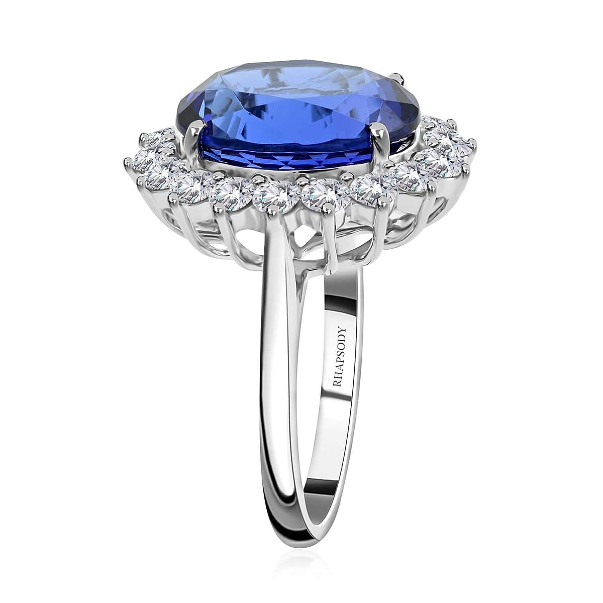 Certified & Appraised Rhapsody 950 Platinum AAAA Tanzanite and E-F VS Diamond Ring (Size 8.5) 9.26 Grams 11.25 ctw image number 3