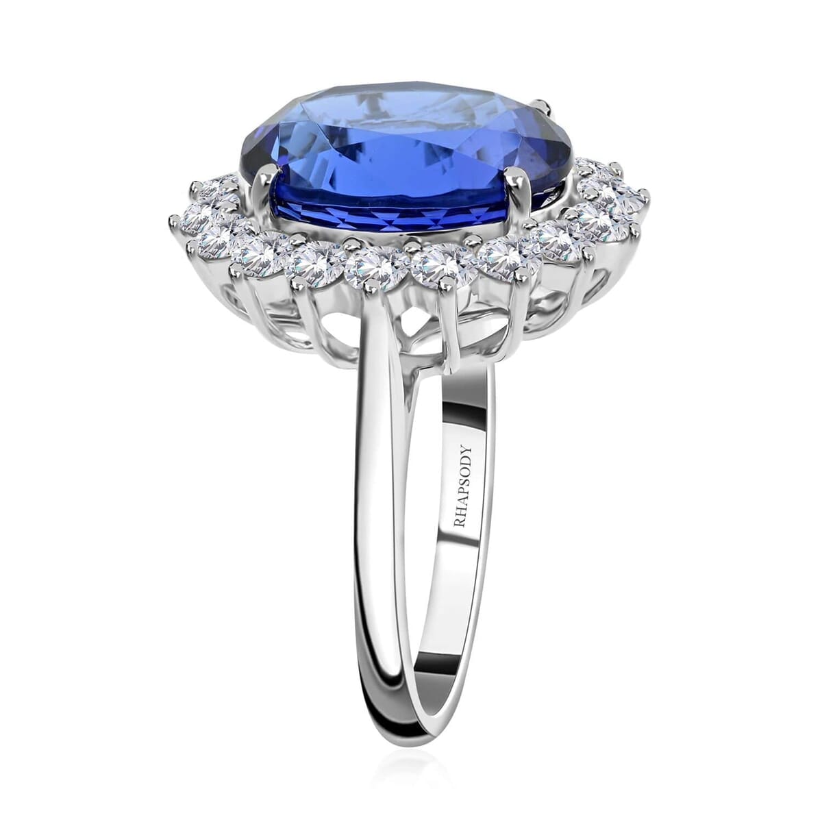Certified & Appraised Rhapsody 950 Platinum AAAA Tanzanite and E-F VS Diamond Ring (Size 9.5) 9.26 Grams 11.25 ctw image number 3