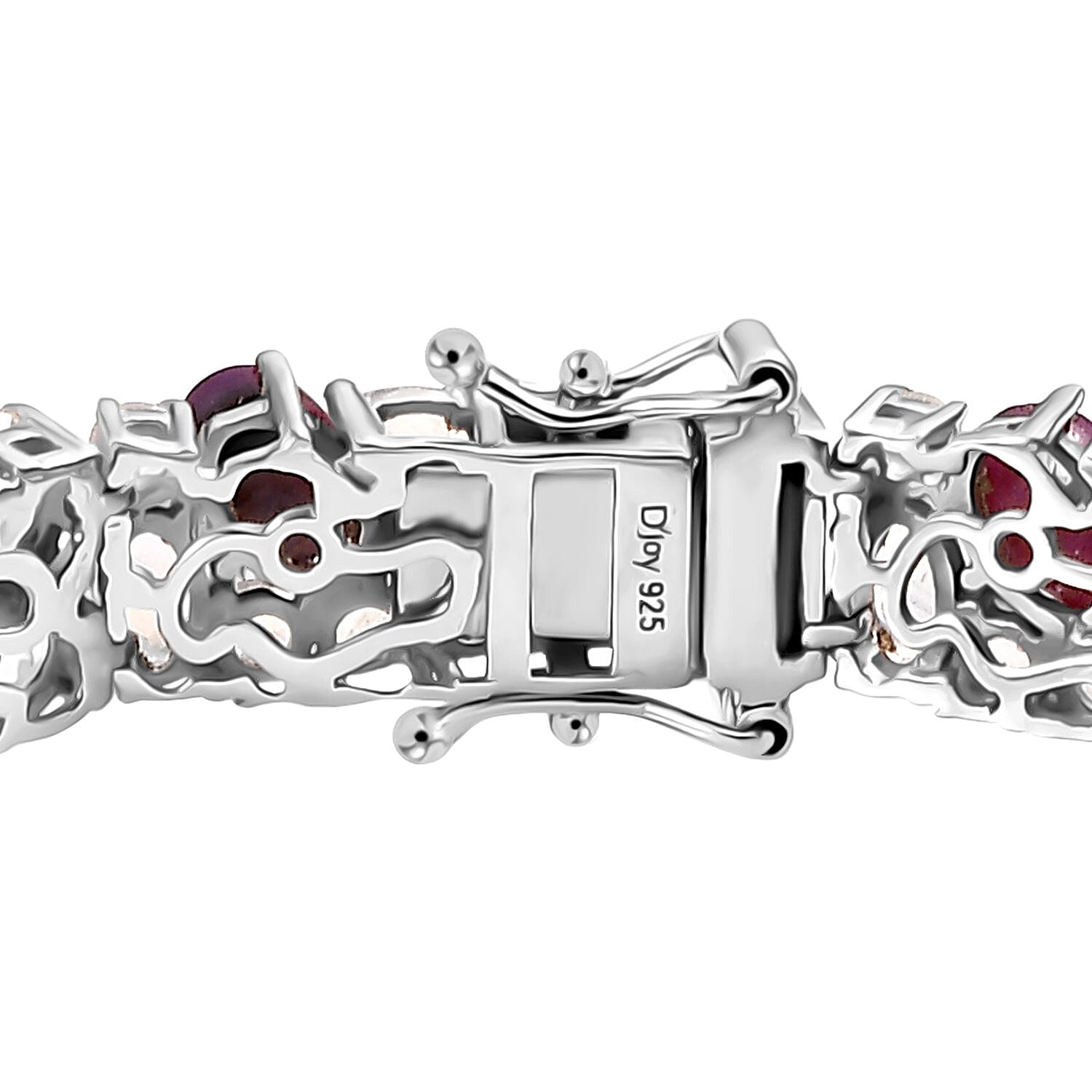 D'Joy Indian Star Ruby and Moon Glow Moonstone 24.80 ctw Celestial Bracelet in Platinum Over Sterling Silver (7.25 In)