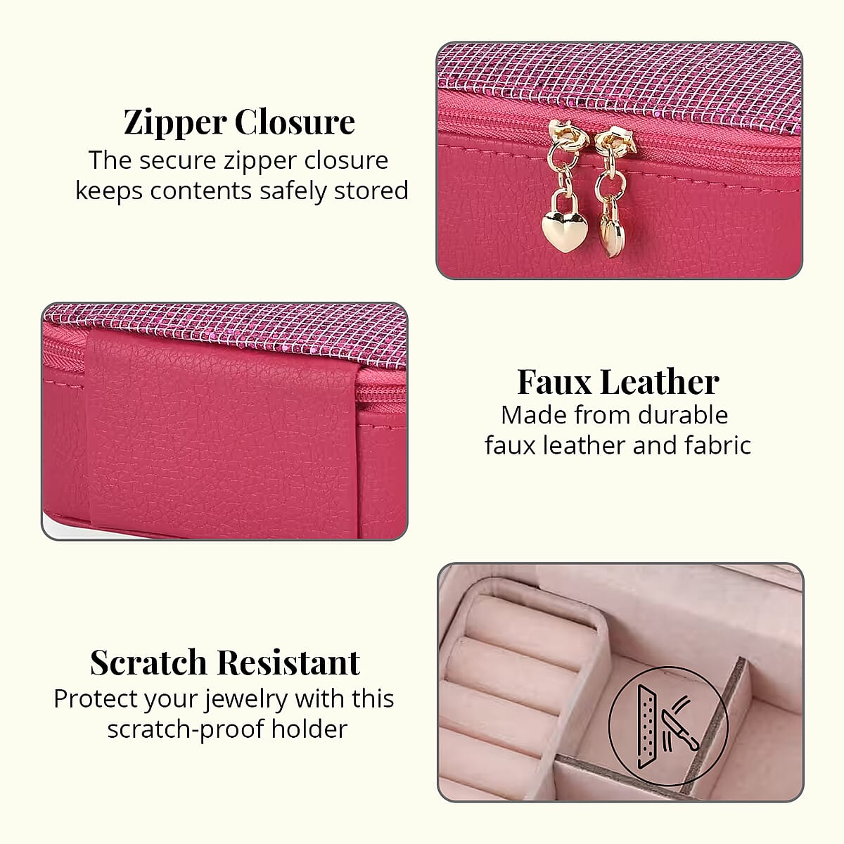Pink Faux Leather, Glittery Jewelry Box (4 Necklace Hooks, 10 Rings Slot) image number 2