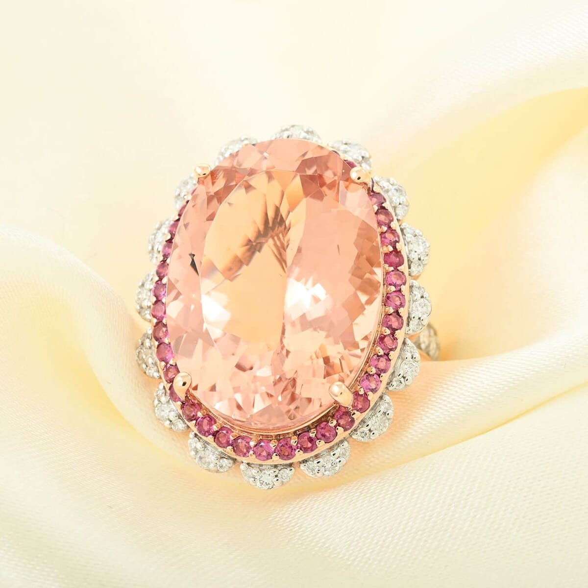 Luxoro 14K Rose Gold Marropino Morganite, Pink Tourmaline and Diamond G-H I1-I2 Ring (Size 6.5) 21.50 ctw image number 1