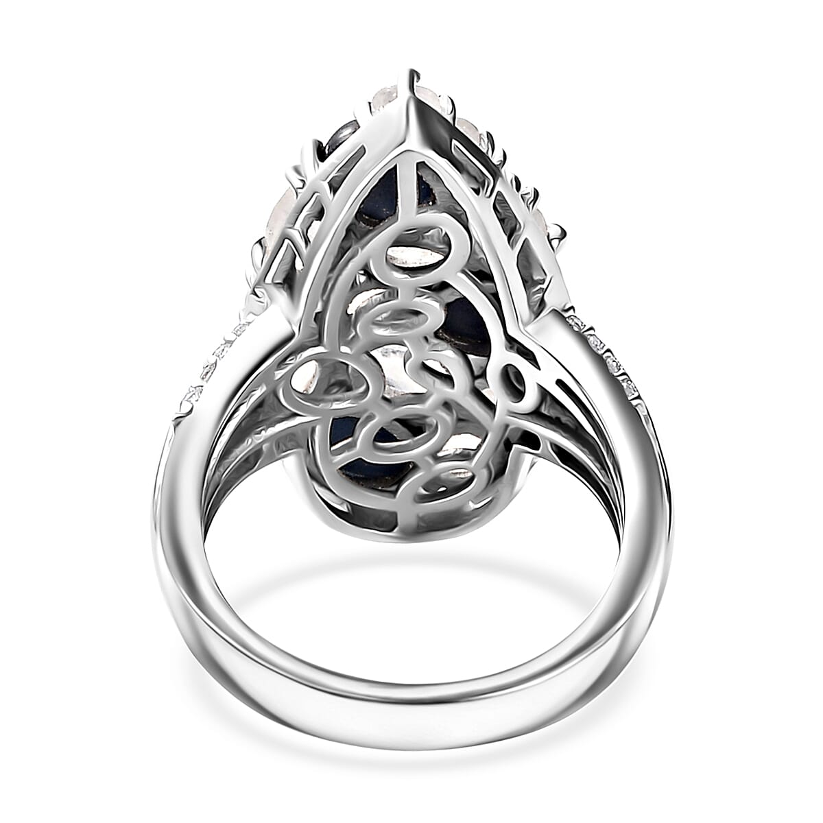 Blue Star Sapphire (DF) and Multi Gemstone 3.90 ctw Celestial Ring in Platinum Over Sterling Silver (Size 10.0)