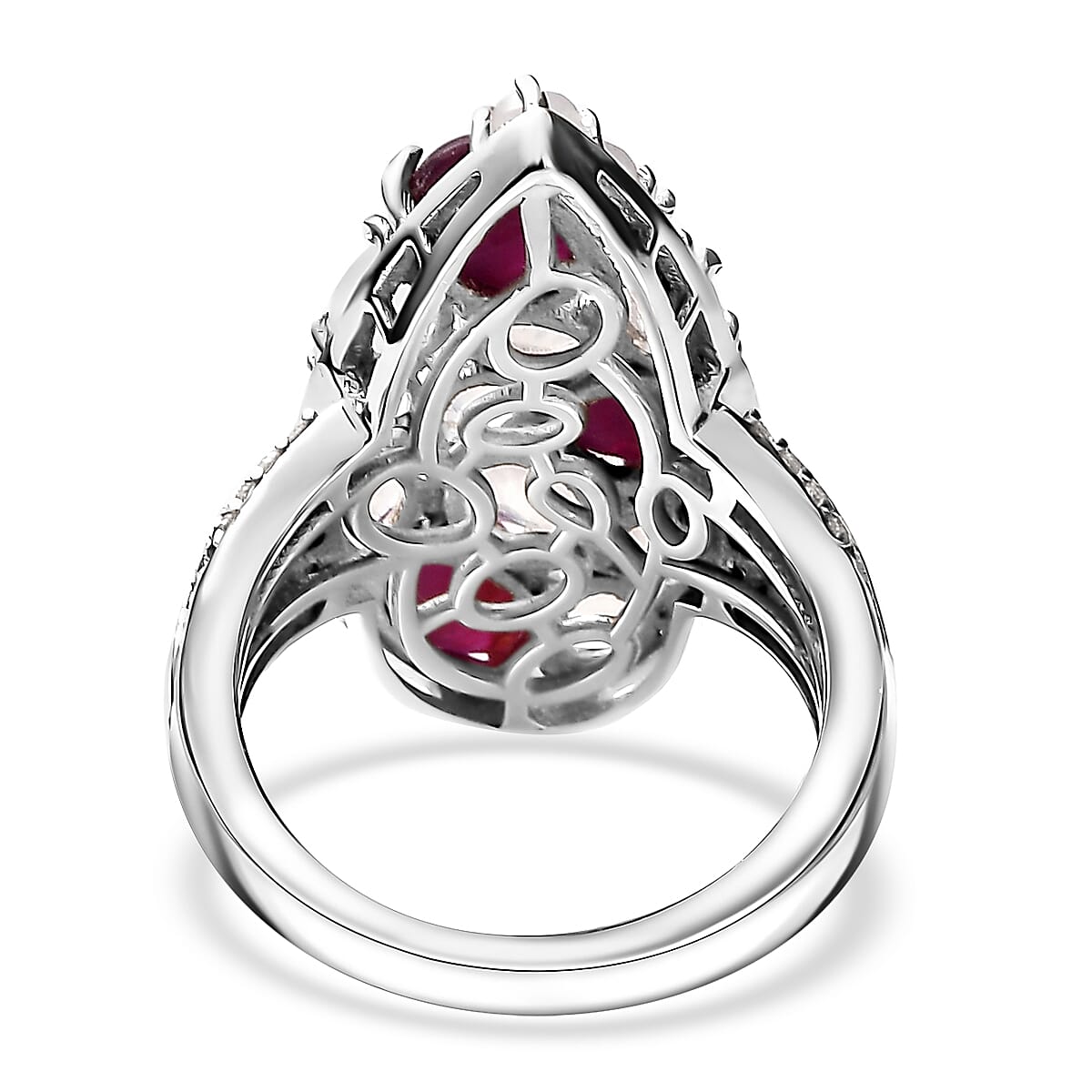 Indian Star Ruby and Multi Gemstone 4.90 ctw Celestial Ring in Platinum Over Sterling Silver (Size 8.0) image number 5
