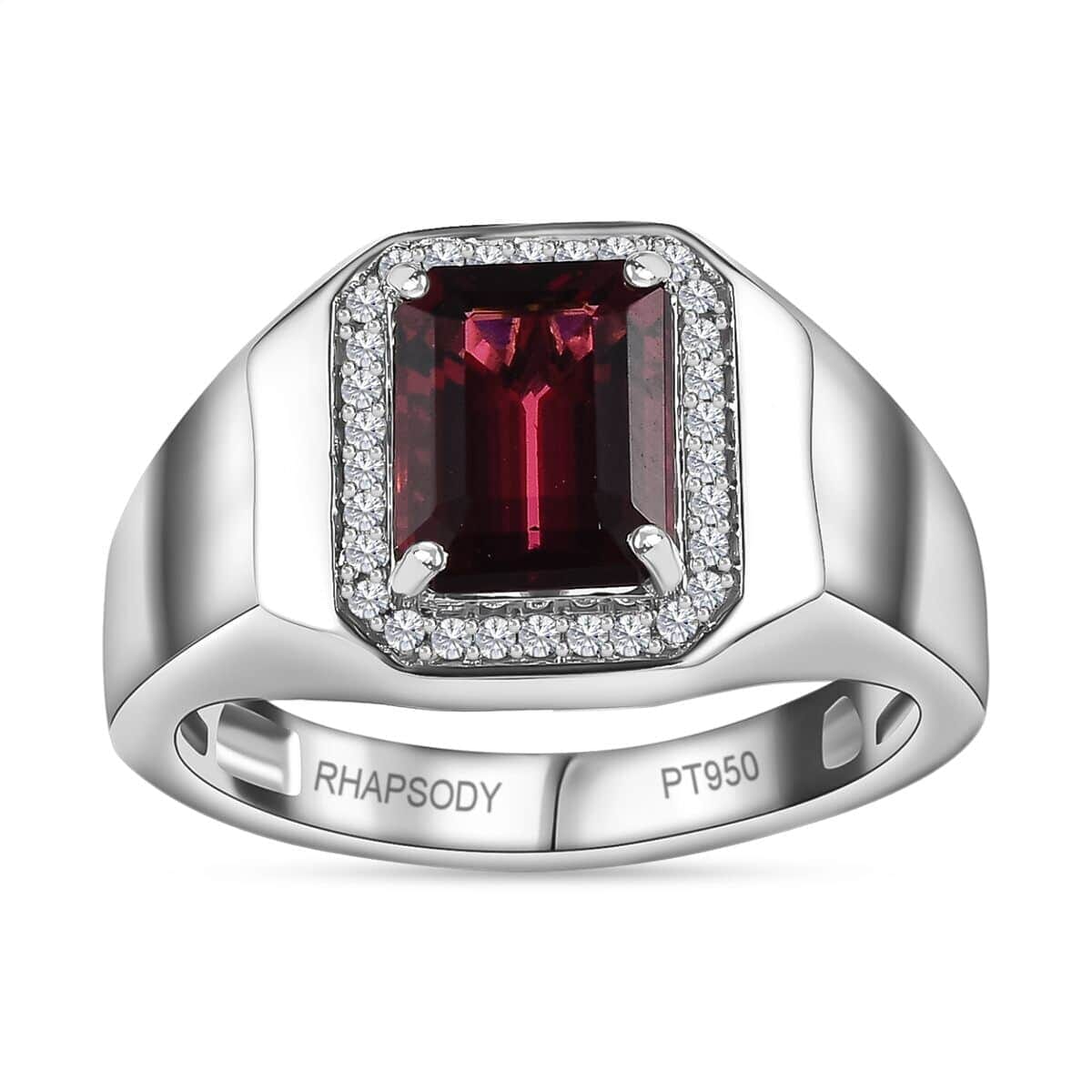 Rhapsody AAAA Ouro Fino Rubellite and E-F VS Diamond 2.85 ctw Men's Ring in 950 Platinum (Size 8.0) 9.70 Grams image number 0