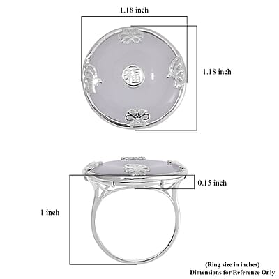Natural Jade Bi-Disc Fu Happiness Ring in Platinum Over Sterling Silver (Size 10.0) 26.50 ctw