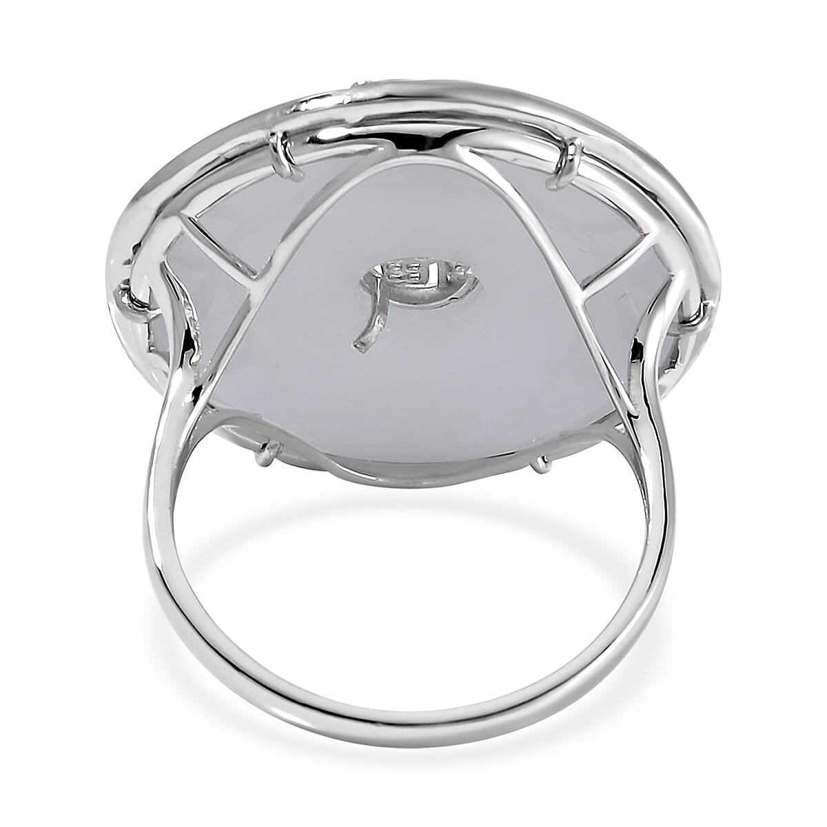 Natural Jade Bi-Disc Fu Happiness Ring in Platinum Over Sterling Silver (Size 11.0) 26.50 ctw