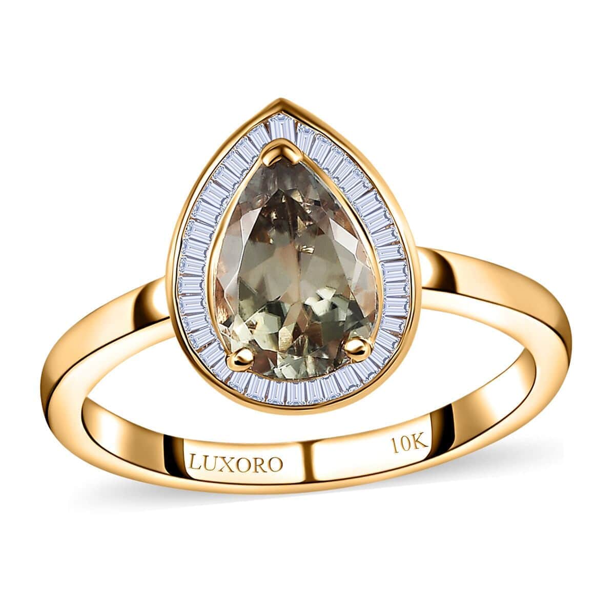 Luxoro 10K Yellow Gold AAA Turkizite and G-H I2 Diamond Halo Ring (Size 10.5) 2.40 ctw image number 0