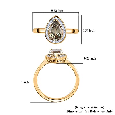 Luxoro 10K Yellow Gold AAA Turkizite and G-H I2 Diamond Halo Ring (Size 11.0) 2.40 ctw