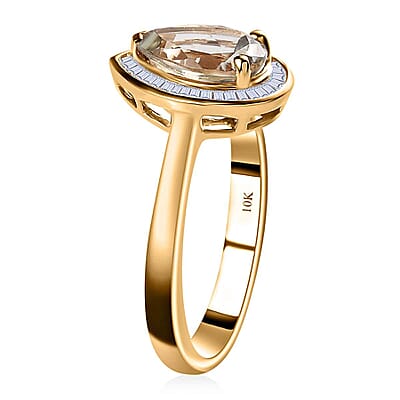 Luxoro 10K Yellow Gold AAA Turkizite and G-H I2 Diamond Halo Ring (Size 12.0) 2.40 ctw