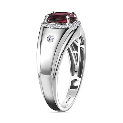 Rhapsody 950 Platinum AAAA Ouro Fino Rubellite and E-F VS Diamond Men's Ring (Size 10.5) 11 Grams 2.25 ctw