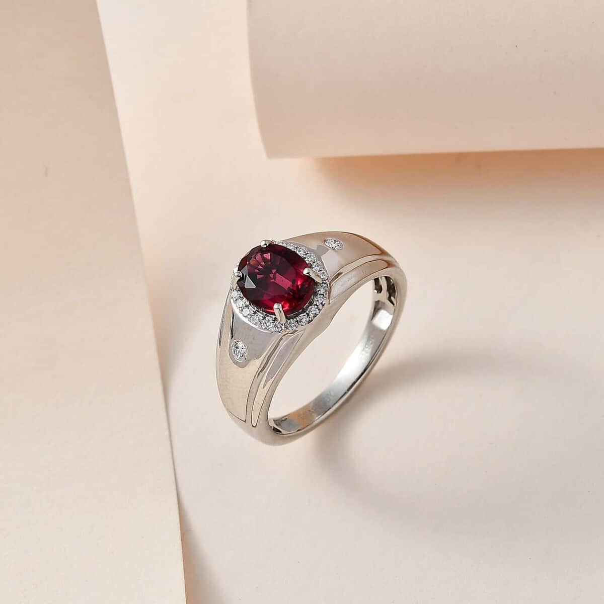 Rhapsody 950 Platinum AAAA Ouro Fino Rubellite and E-F VS Diamond Men's Ring (Size 12.5) 11 Grams 2.25 ctw image number 1