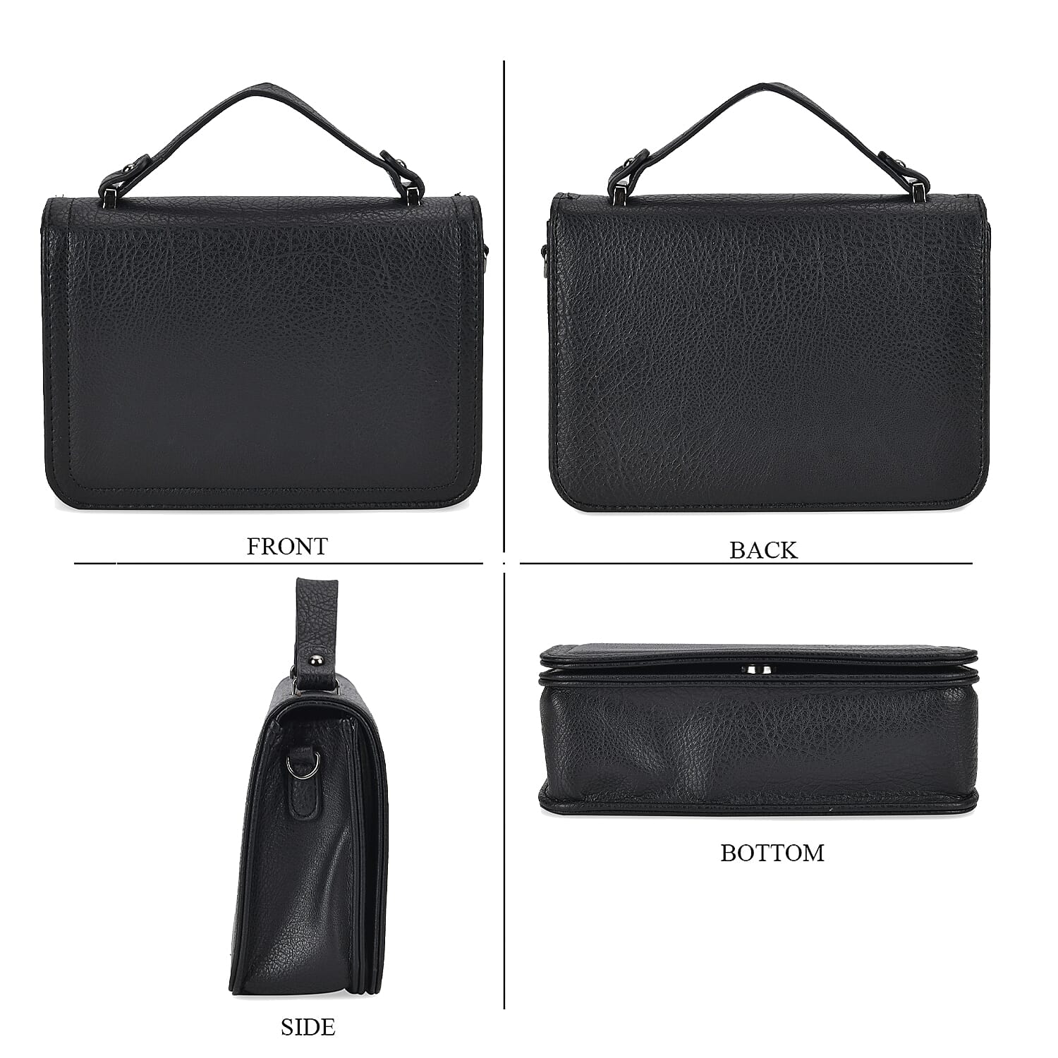 Black Faux Leather Set of Crossbody Bag and Card Holder