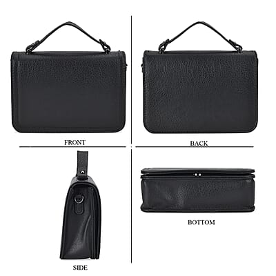 Black Faux Leather Set of Crossbody Bag and Card Holder