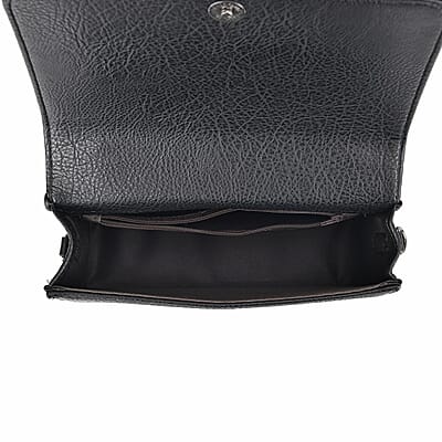 Black Faux Leather Set of Crossbody Bag and Card Holder