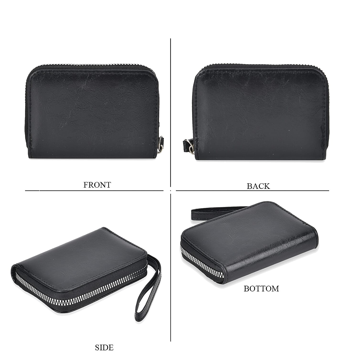 Black Faux Leather Set of Crossbody Bag and Card Holder