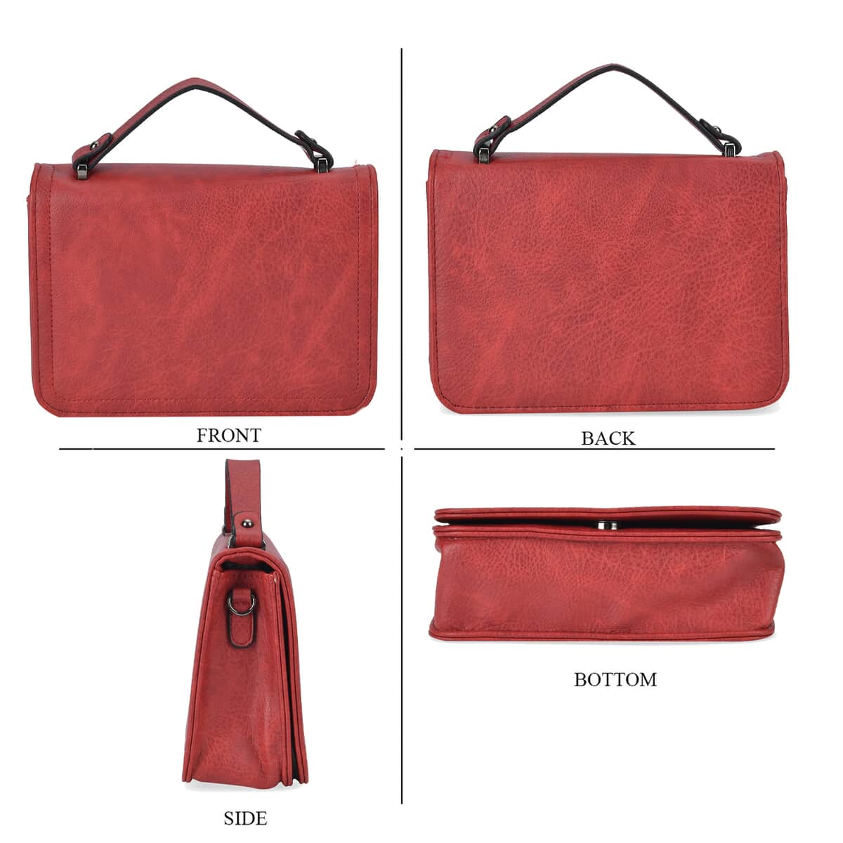 Red Faux Leather Set of Crossbody Bag and Card Holder image number 3