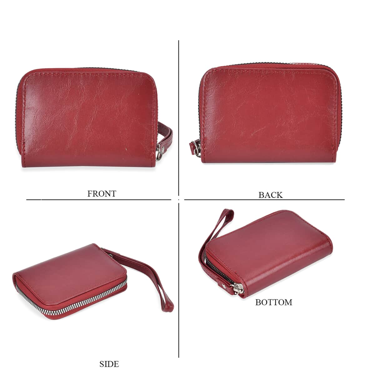 Red Faux Leather Set of Crossbody Bag and Card Holder image number 5