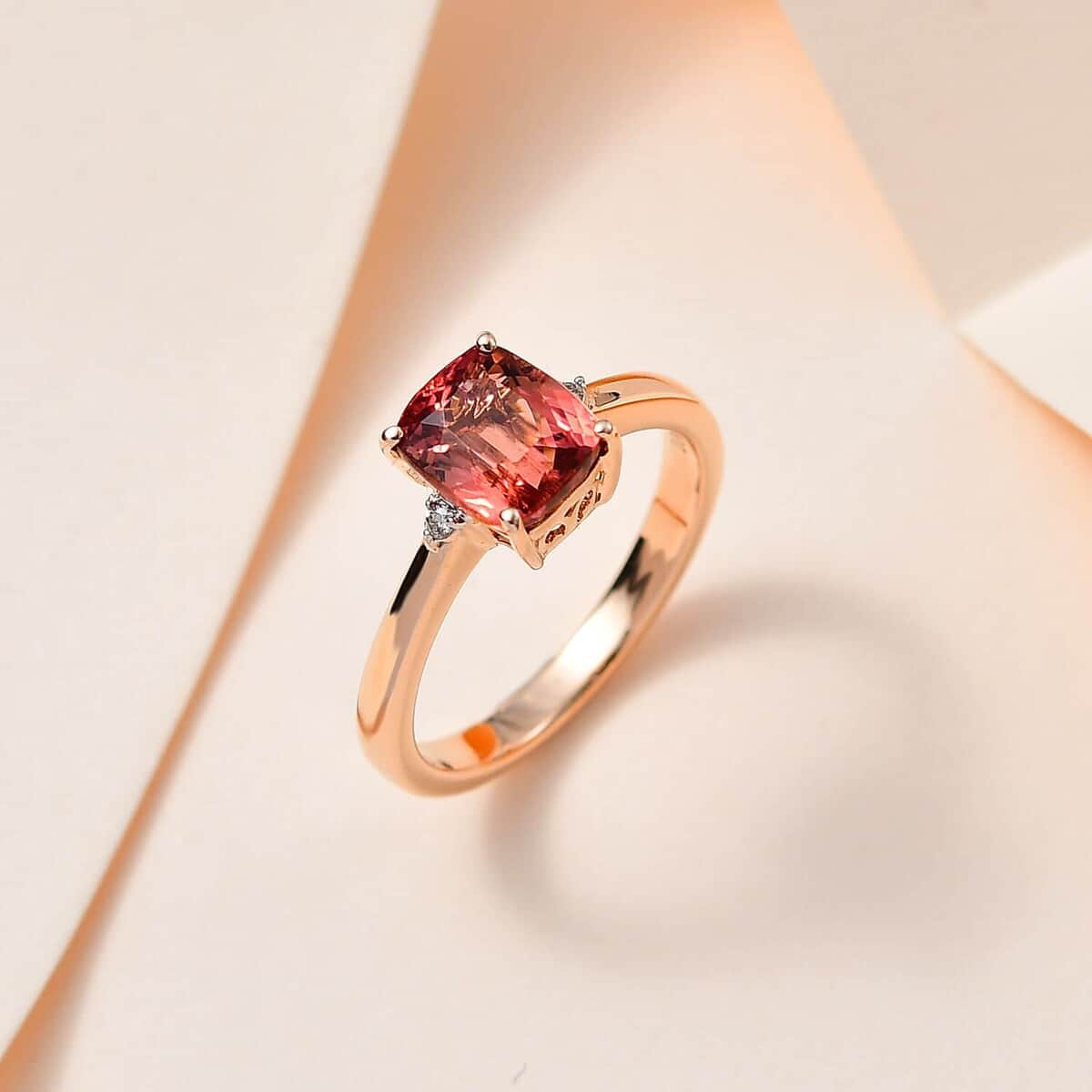 Luxoro 10K Rose Gold Premium Blush Tourmaline and G-H I2 Diamond Ring (Size 6.5) 2.40 ctw image number 1