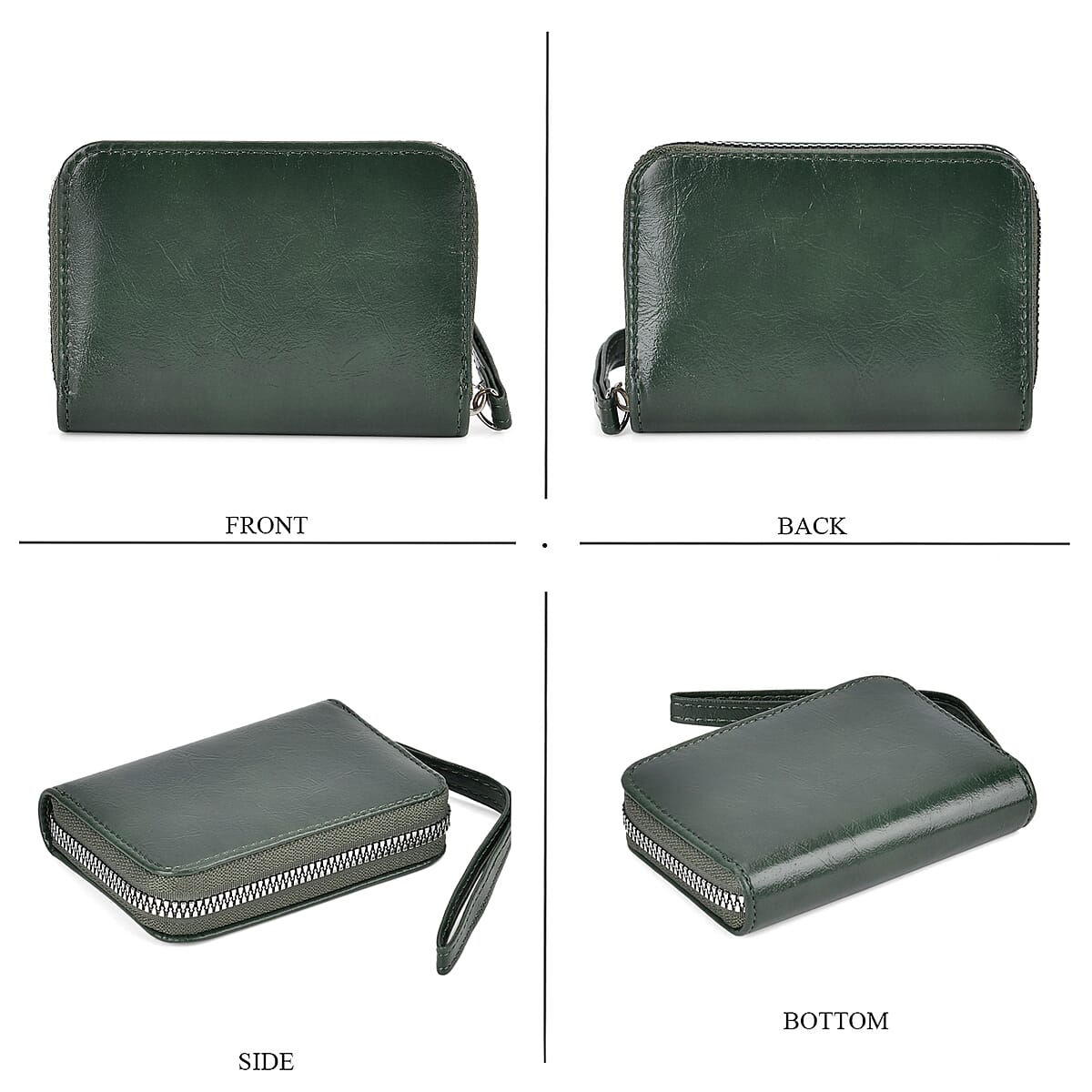 Green Faux Leather Set of Crossbody Bag and Card Holder image number 6