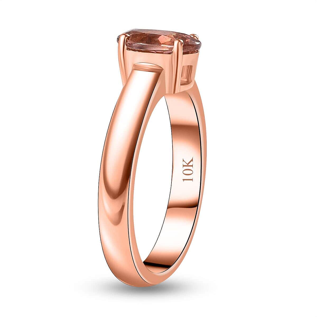 Luxoro Premium Blush Tourmaline 1.35 ctw Solitaire Ring in 10K Rose Gold (Size 8.5) image number 3