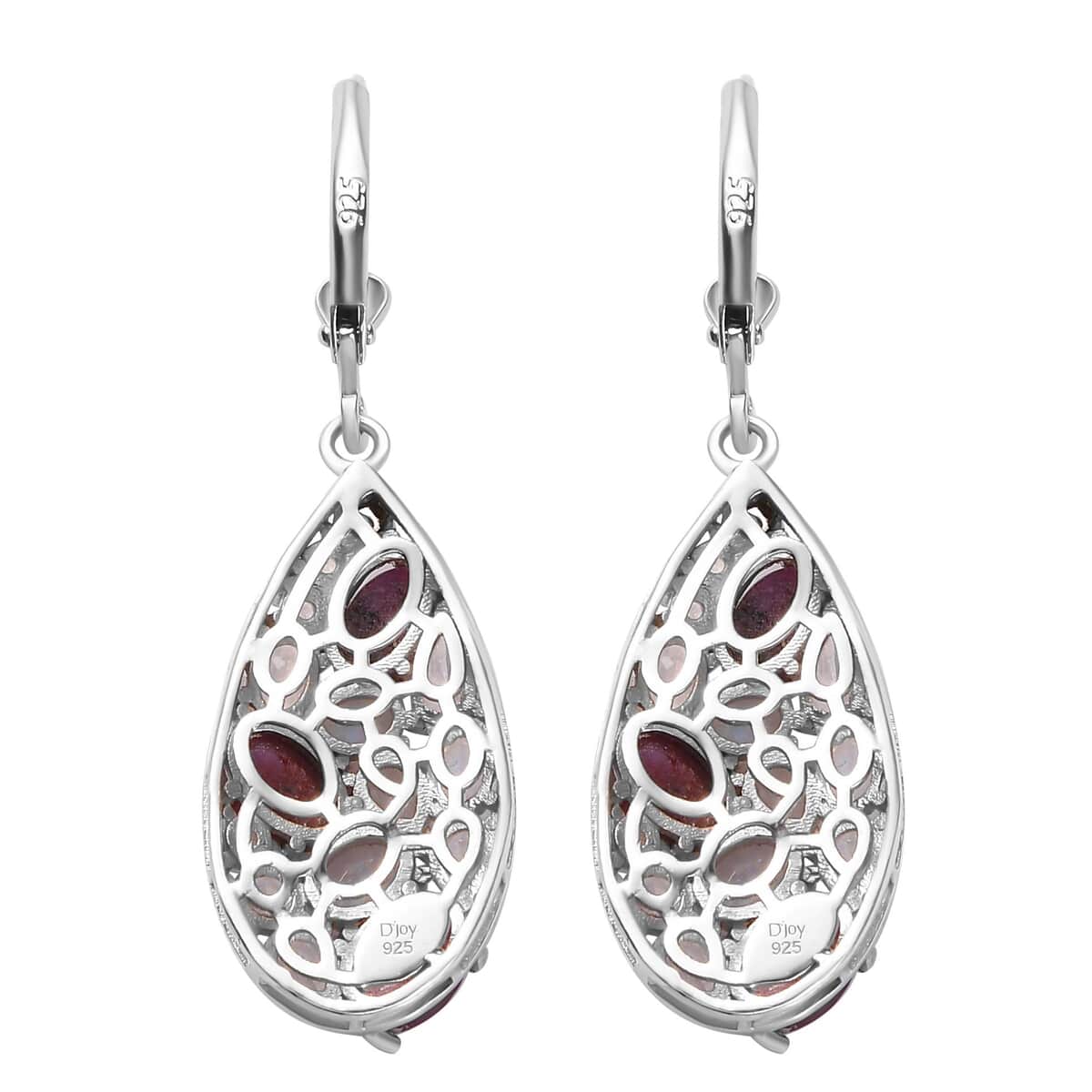 Indian Star Ruby and Moon Glow Moonstone 9.40 ctw Celestial Earrings in Platinum Over Sterling Silver image number 5