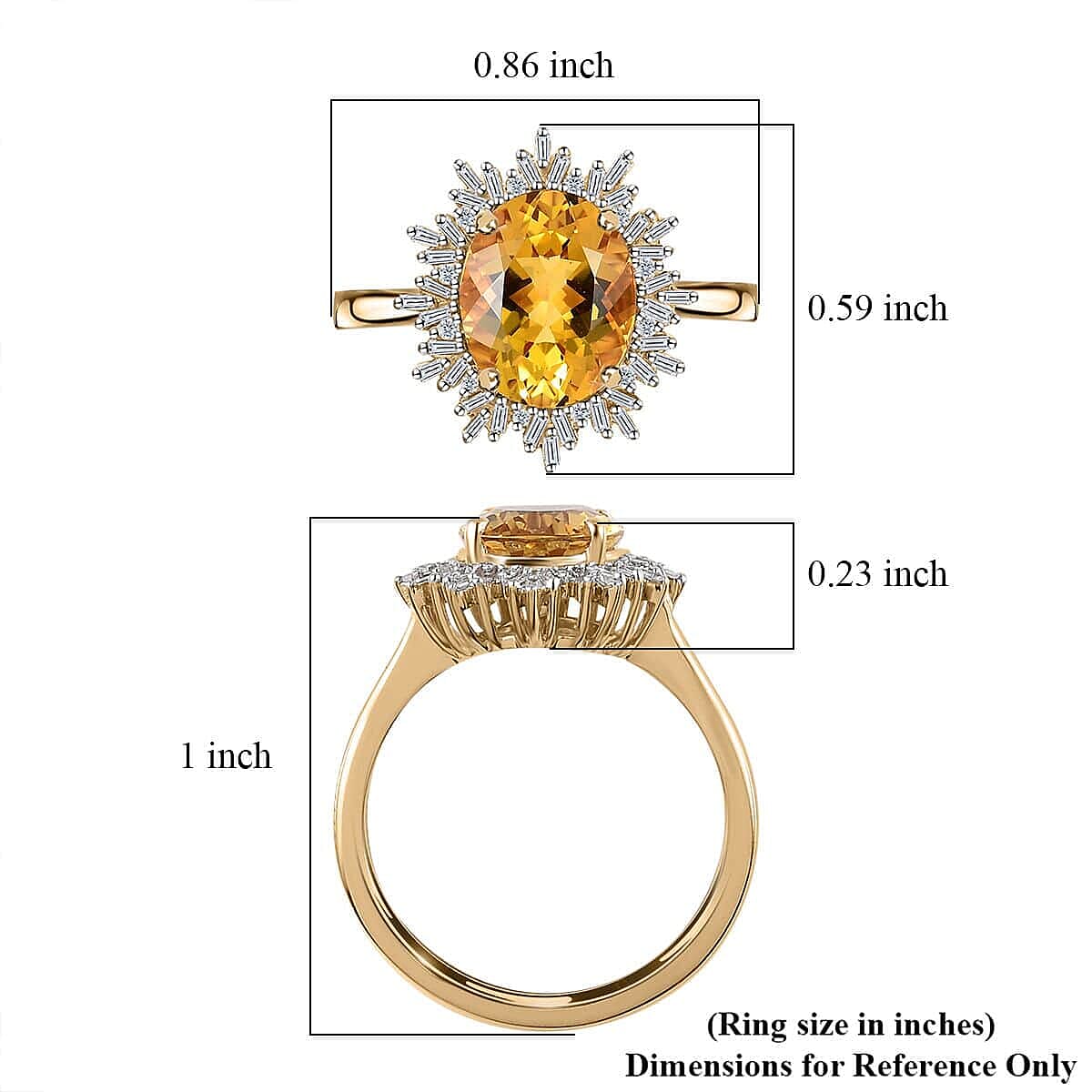 Luxoro 10K Rose Gold Premium Brazilian Heliodor and G-H I2 Diamond Sunburst Ring (Size 10.5) 2.50 ctw image number 5