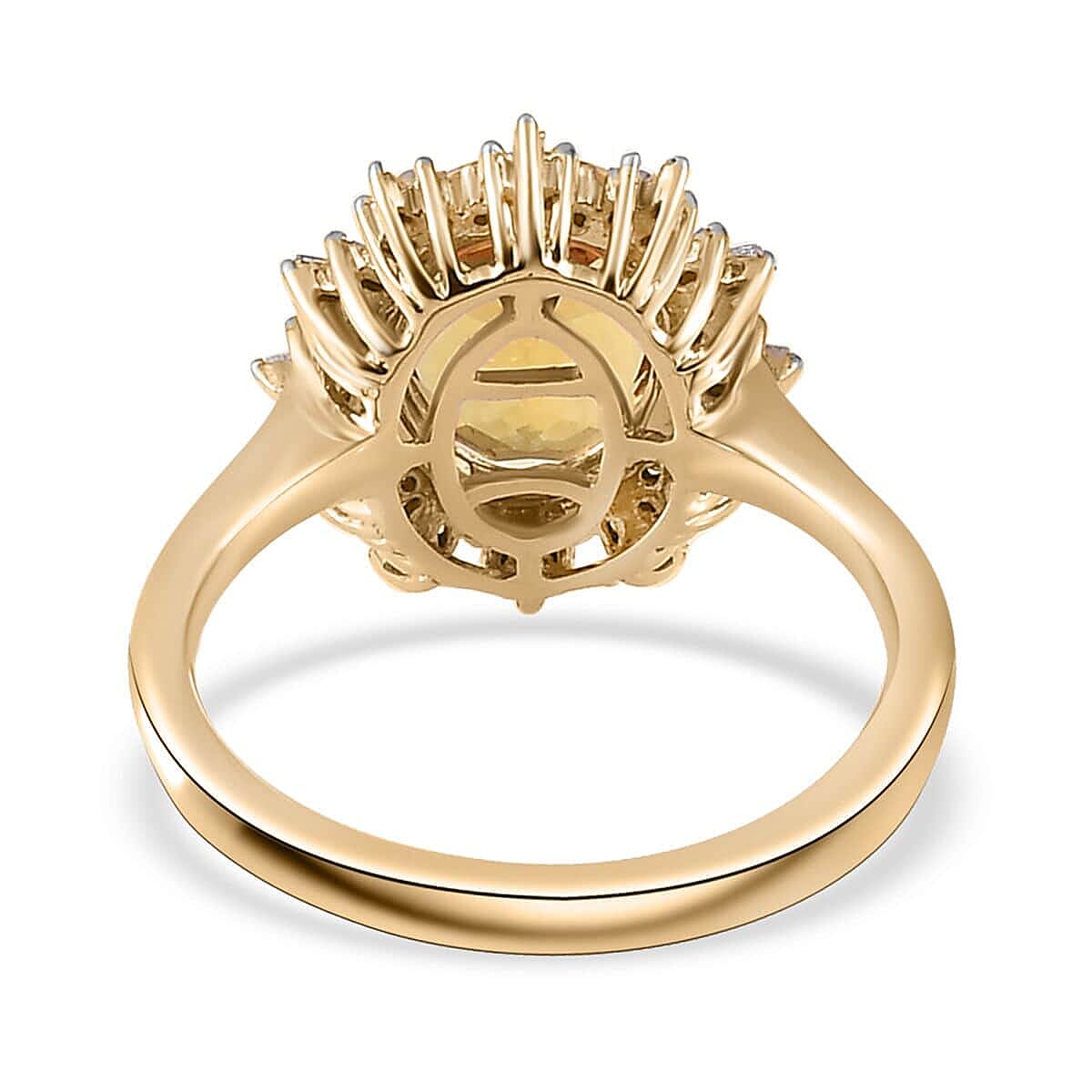 Luxoro 10K Rose Gold Premium Brazilian Heliodor and G-H I2 Diamond Sunburst Ring (Size 8.5) 2.50 ctw image number 4