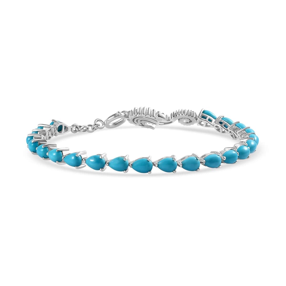 Sleeping Beauty Turquoise Seahorse Bracelet in Platinum Over Sterling Silver (7.25 In) 8.50 ctw image number 0