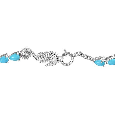 D'Joy Sleeping Beauty Turquoise Seahorse Bracelet in Platinum Over Sterling Silver (7.25 In) 8.50 ctw