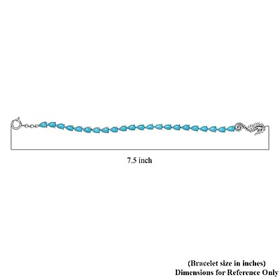 D'Joy Sleeping Beauty Turquoise Seahorse Bracelet in Platinum Over Sterling Silver (7.25 In) 8.50 ctw