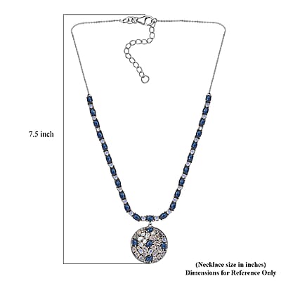 D'Joy Blue Star Sapphire (DF) and Moon Glow Moonstone 28.90 ctw Celestial Necklace 18 Inches in Platinum Over Sterling Silver