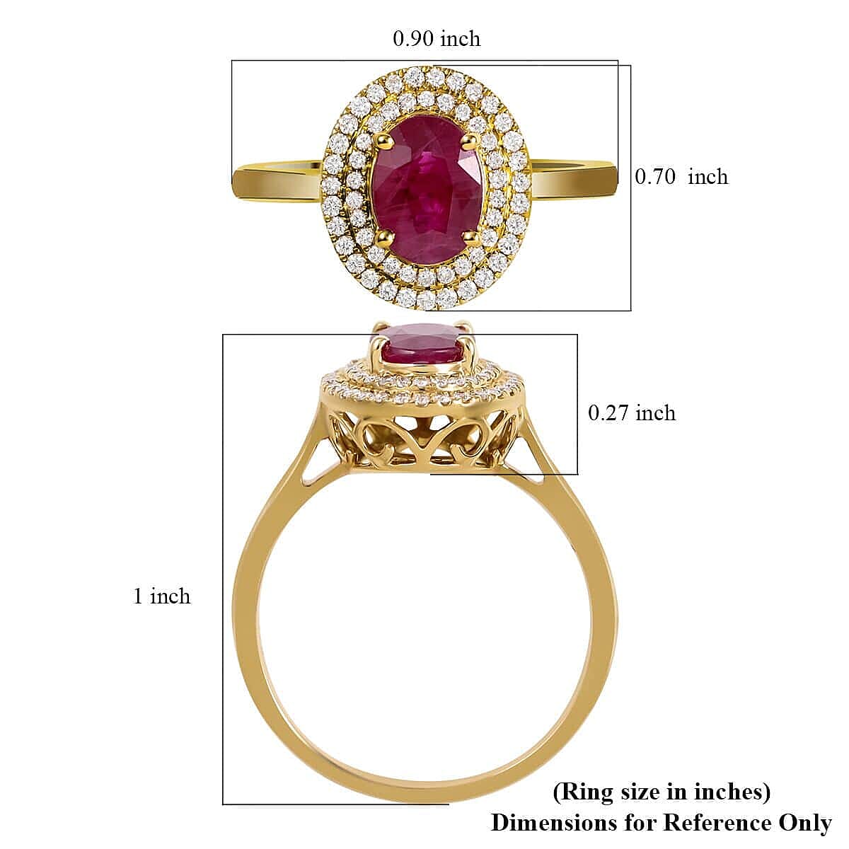 Certified & Appraised Iliana 18K Yellow Gold AAA Ruby and G-H SI Diamond Double Halo Ring (Size 10.5) 4.30 Grams 1.60 ctw