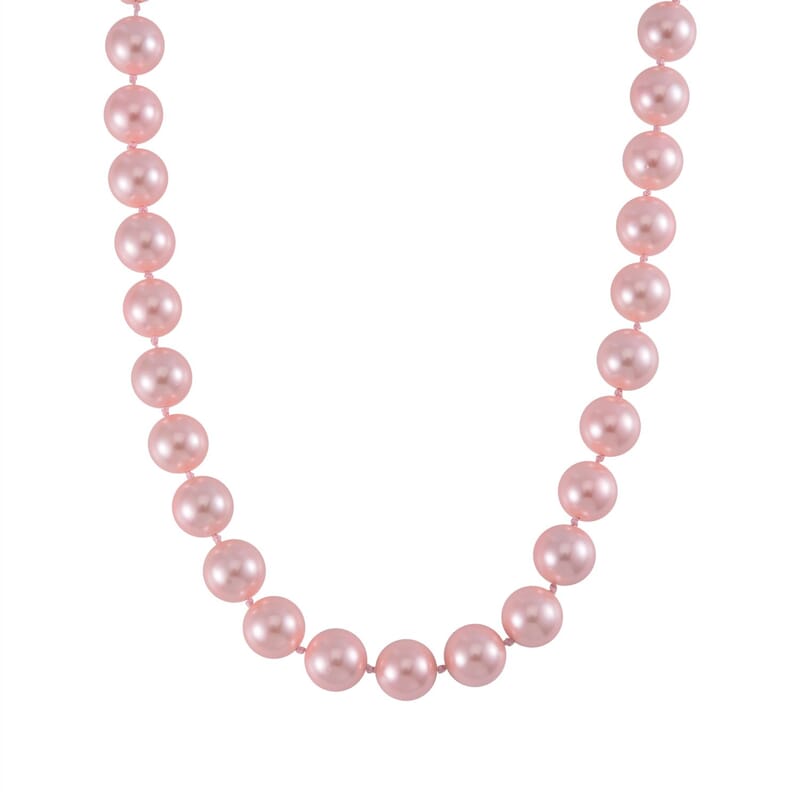 Peach Shell Pearl Necklace in Stainless Steel 20 Inches