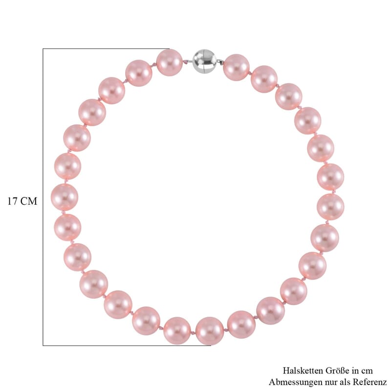 Peach Shell Pearl Necklace in Stainless Steel 20 Inches