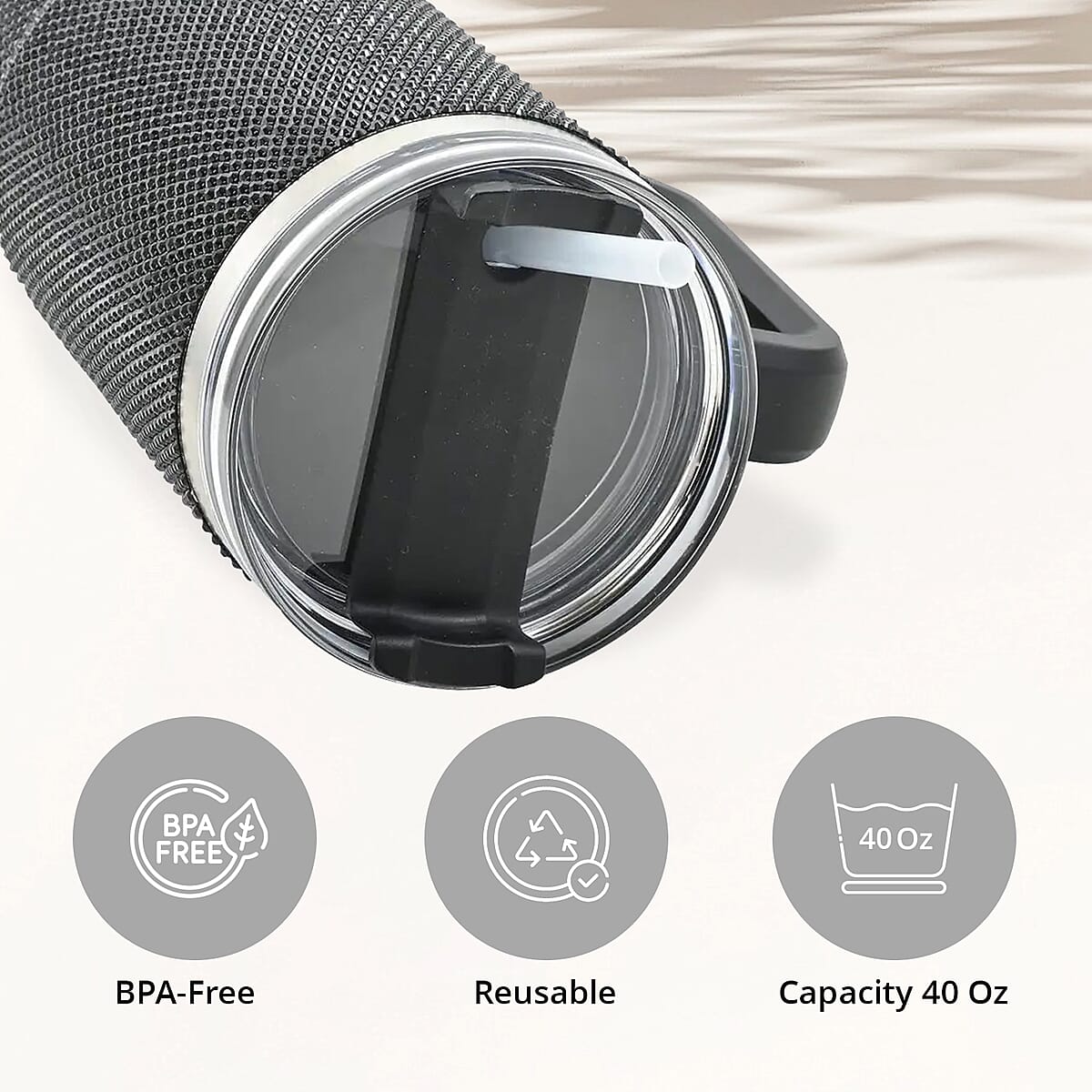 Closeout Black 40 oz Rhinestone Tumbler image number 2