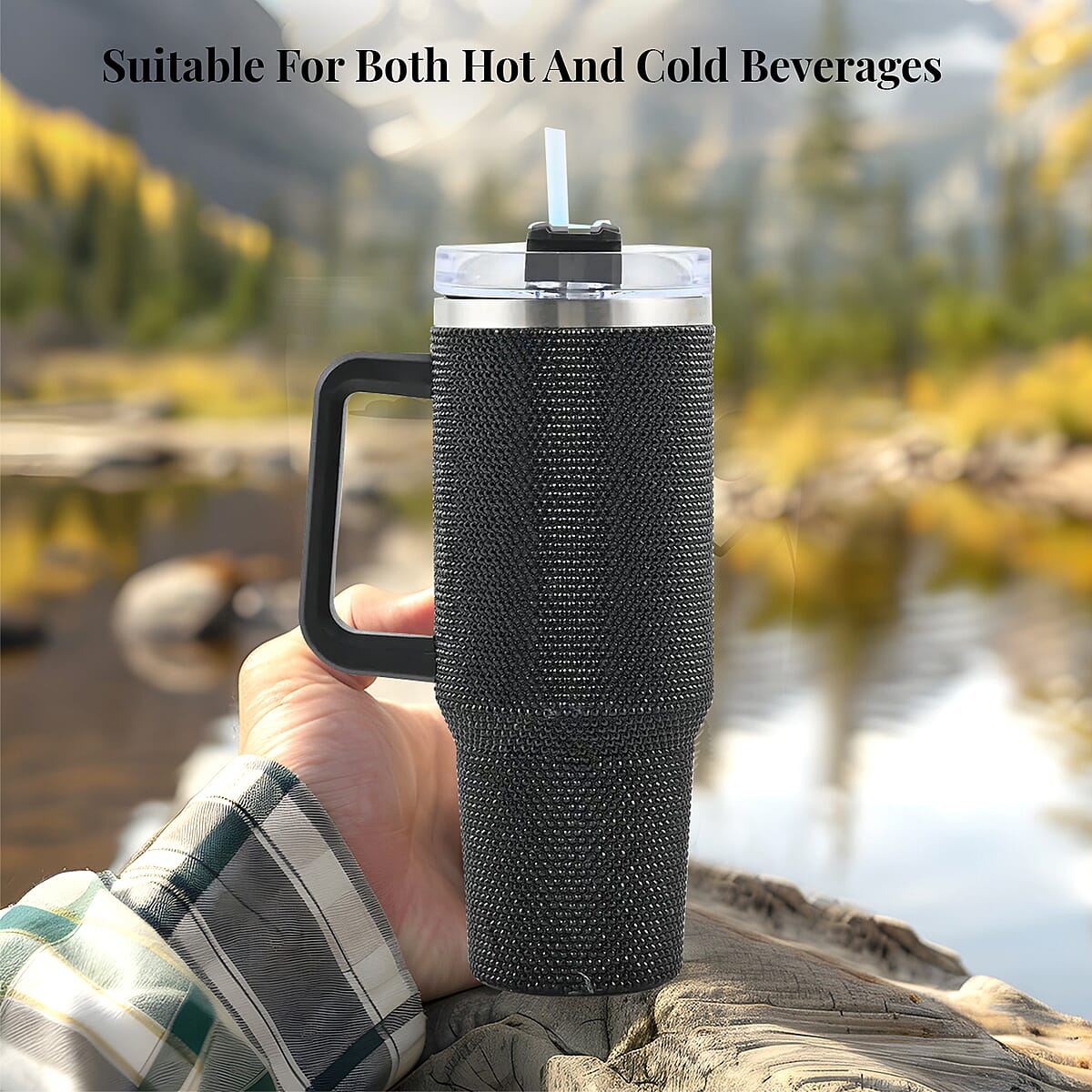 Closeout Black 40 oz Rhinestone Tumbler image number 4