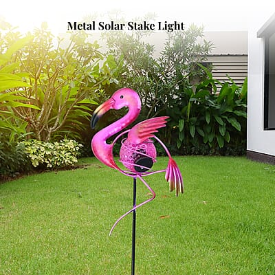Closeout Intellibrands Metal Solar Flamingo Light -Pink