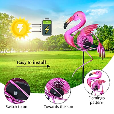 Closeout Intellibrands Metal Solar Flamingo Light -Pink
