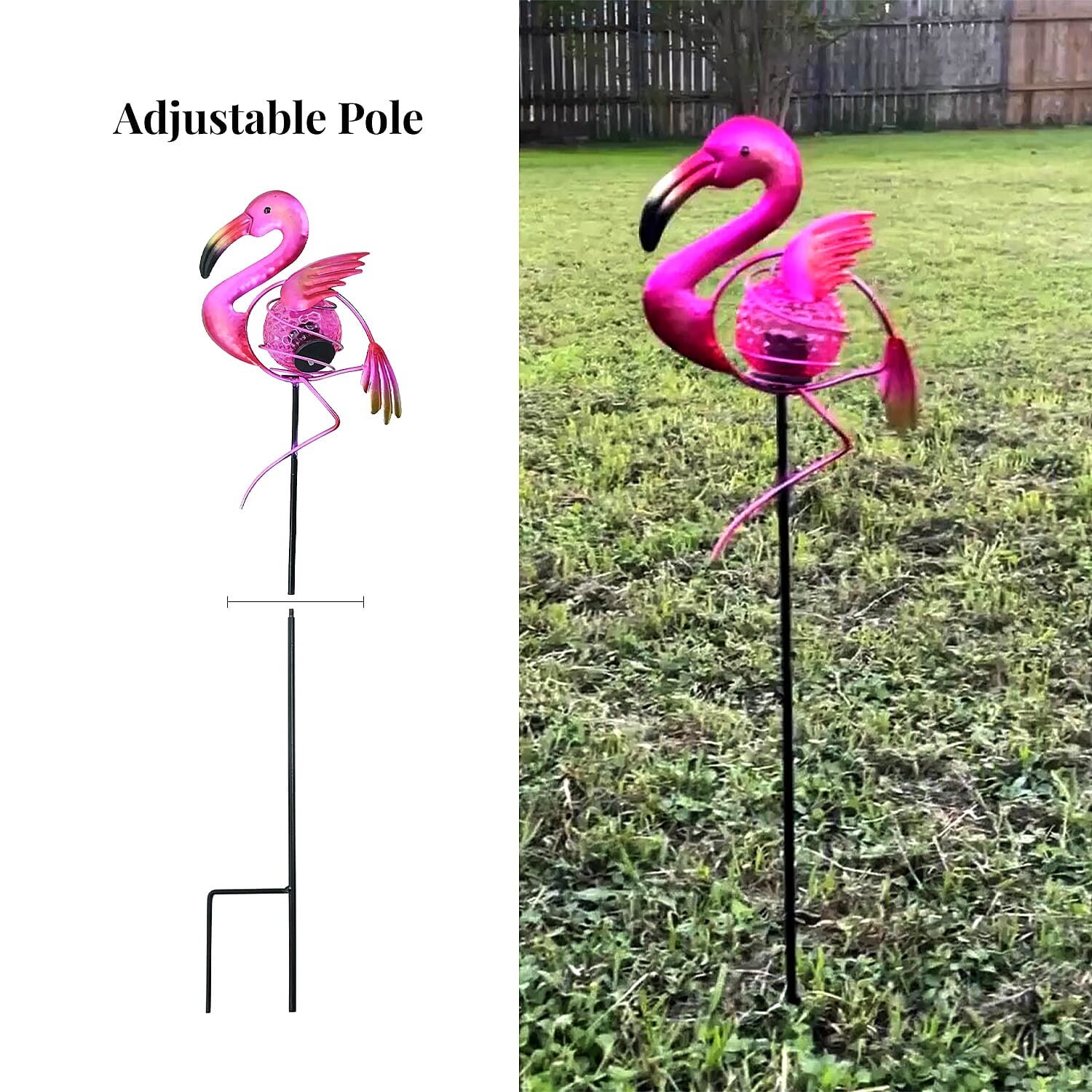 Closeout Intellibrands Metal Solar Flamingo Light -Pink