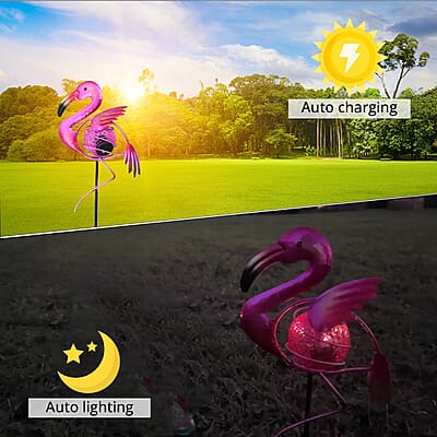 Closeout Intellibrands Metal Solar Flamingo Light -Pink